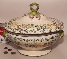 18th century antique french pottery covered bowl tureen soup vtg chowder kitchen picture
