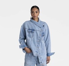 KBB by KAHLANA Women 'The Denim Jacket' Size Medium Asymmetrical Light Wash picture