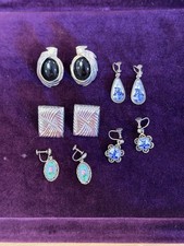 56 Gram Sterling Silver Earings Lot 5 Very Nice Vintage Pairs All Wearable picture
