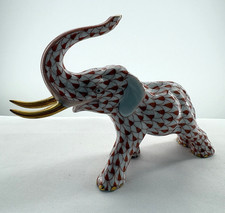 HEREND Charging Elephant Rust with Gold Tusks #5266 Vintage NO BOX picture