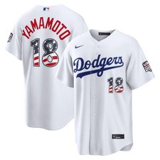 Men's Los Angeles Dodgers White USA 250 Fourth of July Home Stadium stitched picture