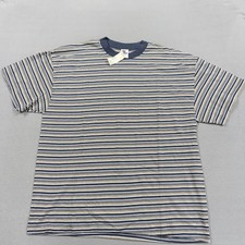 Vintage Fun Tees Shirt Mens XL Blue Striped Crewneck 90s Deadstock preppy surf picture