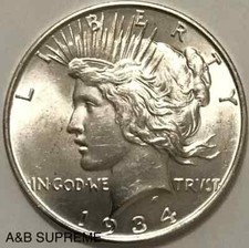1934 D Peace Dollar From OBW Roll Estate Sale CHO-GEM BU Uncirculated 90% Silver picture
