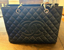 CHANEL Grand Shopping Tote CC Zip Closure Silver Hardware Chain Strap picture