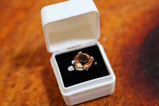 Silver Tone Solitaire Ring Prong Set Round Champagne Stone Size 5 picture