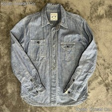 STUDIO D'ARTISAN Blue Chambray Work Shirt Size Medium, Made in JAPAN picture