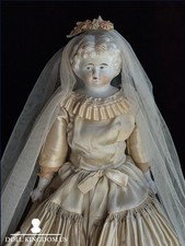 Antique German 16.5” Bisque Cloth Parian Bride Doll picture
