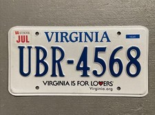 VIRGINIA LICENSE PLATE VIRGINIA IS FOR LOVERS ❤️ RANDOM LETTERSNUMBERS FAIR picture