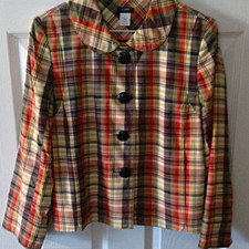 J.CREW Women’s Multicolor Plaid Button Front Collared Lined Jacket Size 10 picture