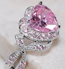 Breast Cancer Awareness- Support Ring-Survivor-Pink Heart-Pink Ribbon 5 Carat picture