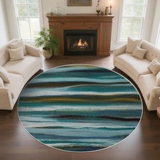 FLYRUGGO Round 5ft Abstract Rug, Modern Washable Indoor Circle Area Rugs for ... picture