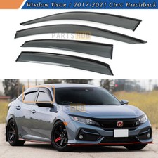 For 17-2021 Honda Civic Hatchback FK7 Black Trim Smoked Window Visor Rain Guard picture