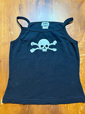 VTG Gitano Women’s Cami L Black 100% Cotton Skull Tank Top Y2K Punk Goth  picture