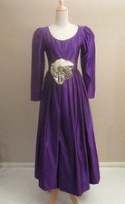 Vintage Adele Simpson New York Purple Satin Gown Dress picture