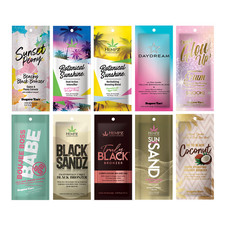 10 Different Tanning Lotion Sample Packets - Premium Maximizers & Bronzers picture