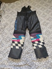 VINTAGE POLARIS INDY STYLE LEATHER SOWMOBILE BIBS XXL 2XL 1990'S picture