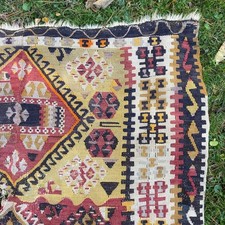 Vintage Rug 4' x 10' 8 Turkish Kilim Wool Flatweave Oriental Rug picture
