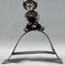 Antique J.W. Tufts #1601 Figural Napkin Ring Jockey Boy Triple Plate picture