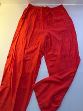 Amanda Smith Women's pure silk coral red drawstring pull on pants pockets S picture