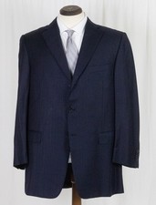 Minty Ermenegildo Zegna Trofeo Flat Front Side Vent Navy Blu Pinstripe SUIT 44 L picture