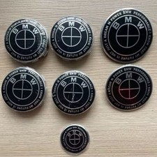 7PCS Blackout Set For B-M-W Front Rear Emblem Steering And Wheel 82mm 74mm 68mm picture
