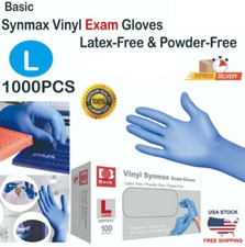 Basic 1000 PCS Blue Synmax Vinyl Exam Gloves Latex-Free & Power-Free L-SIZE picture