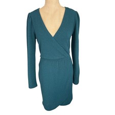 Speechless Hunter Green Glitter Long Sleeve Wrap Dress Party Cocktail Medium picture