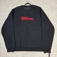 Wilson Sweatshirt Mens XL Black soft Fleece Crew Pullover Embroidered Logo NEW picture