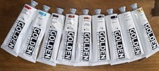 Lot of 9 Golden Heavy Body Acrylic Paint 5 oz Paint Tubes ALL BRAND-NEW L@@K picture