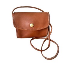 Vintage Coach British Tan Leather Chrystie Crossbody Shoulder Bag USA 393 90s picture