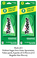Trident Sugar Free Gum, Spearmint, Value pack 16 packs of 14 Pieces(112 Regular) picture