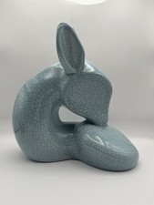 Vintage 1980 Jaru California Blue Ceramic Deer Fawn Sculpture Statue 10