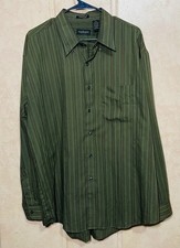 Van Heusen Dress Shirt Mens XL 17 - 17.5 Brown Striped Long Sleeve Button Up picture