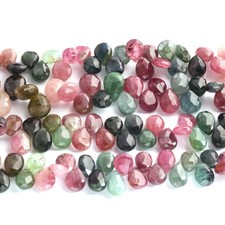1 Strand Multi Tourmaline Faceted Pear Drop Briolettes -8mm-10mm- 9 Inches picture