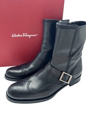 $1650 Salvatore Ferragamo Mens RADUNO Ankle Boots Dress Shoes Wingtips US 10.5 D picture