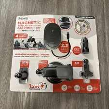 iHome 15W Magnetic Wireless Charging Car Mount 8pc Kit with Retractable Cable picture