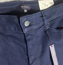 NWT NYDJ Jeans Sheri Slim 16 P Lift Tuck Straight Leg  Dark Wash Mid Rise Denim picture