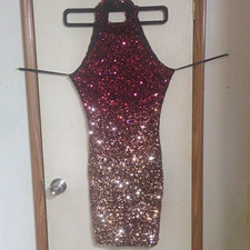 B. Darlin Juniors Size small sequined ombre halter open back bodycon dress picture
