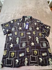 Caribbean Mens Shirt 2XB Black Seahorse Hawaiian NWT picture
