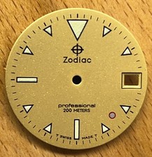 Zodiac Gold Dial Professional 200 Meters 26.5mm Swiss Date at 3 Night glow #D54 picture
