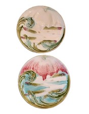 2/Antique French Majolica Asparagus Plates 9in Keller et Guerin -1 w/small chips picture