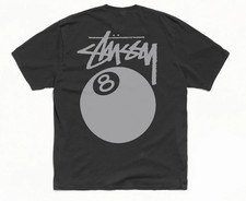 Stussy 8 Ball Pigment Dyed Black Tee Mens Size Large picture