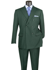 Vinci Men Solid Color Double Breasted Classic Regular Fit Suit Elastic Waist NEW picture