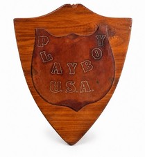 Playboy Wood Wall Plaque Shield Vertical “Caught Live at the Playboy Club” 1970s picture