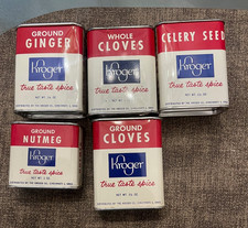 5 Vintage Kroger Spice Tin Set of 5 1950s picture