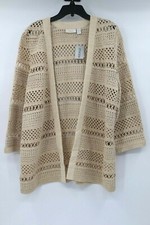 NWT Chico's womens 3 Macrame Misty solid beige jacket open front cotton cardigan picture