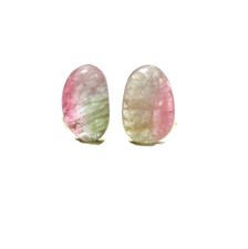 9.5x15.5-10.5x16.5 MM Natural Unique Color Tourmaline Smooth Slice 2 Pcs Lot picture