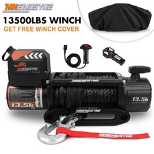 MNEMOSYNE Electric Winch 13500lbs 12V Synthetic Rope Towing Trailer Winch cover picture