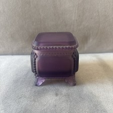 Vintage Westmoreland Satin Purple Glass Jewelry Trinket Box picture