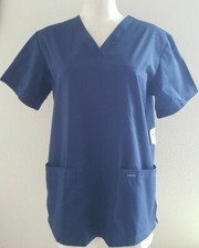 DAGACCI Women's V-Neck Dark Blue SCRUB Top Size Small S Nursing Uniform Work New picture